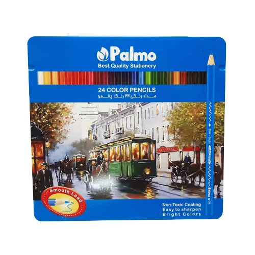 مداد رنگي 24 رنگ جعبه فلزي palmo